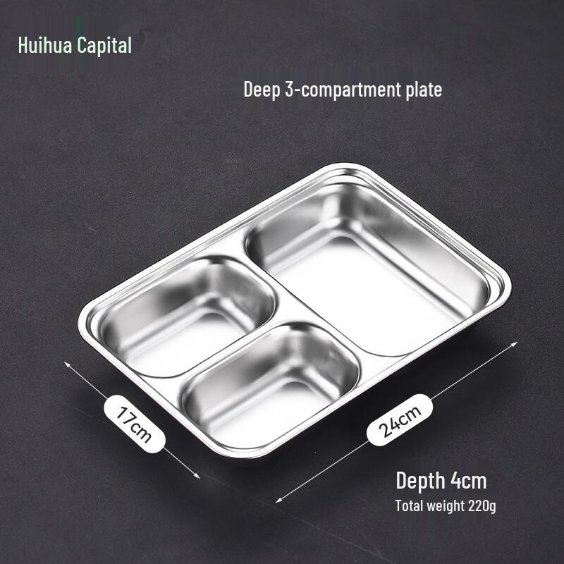 HUIHUADU Food-Grade Stainless Steel Partitioned Lunch Trays