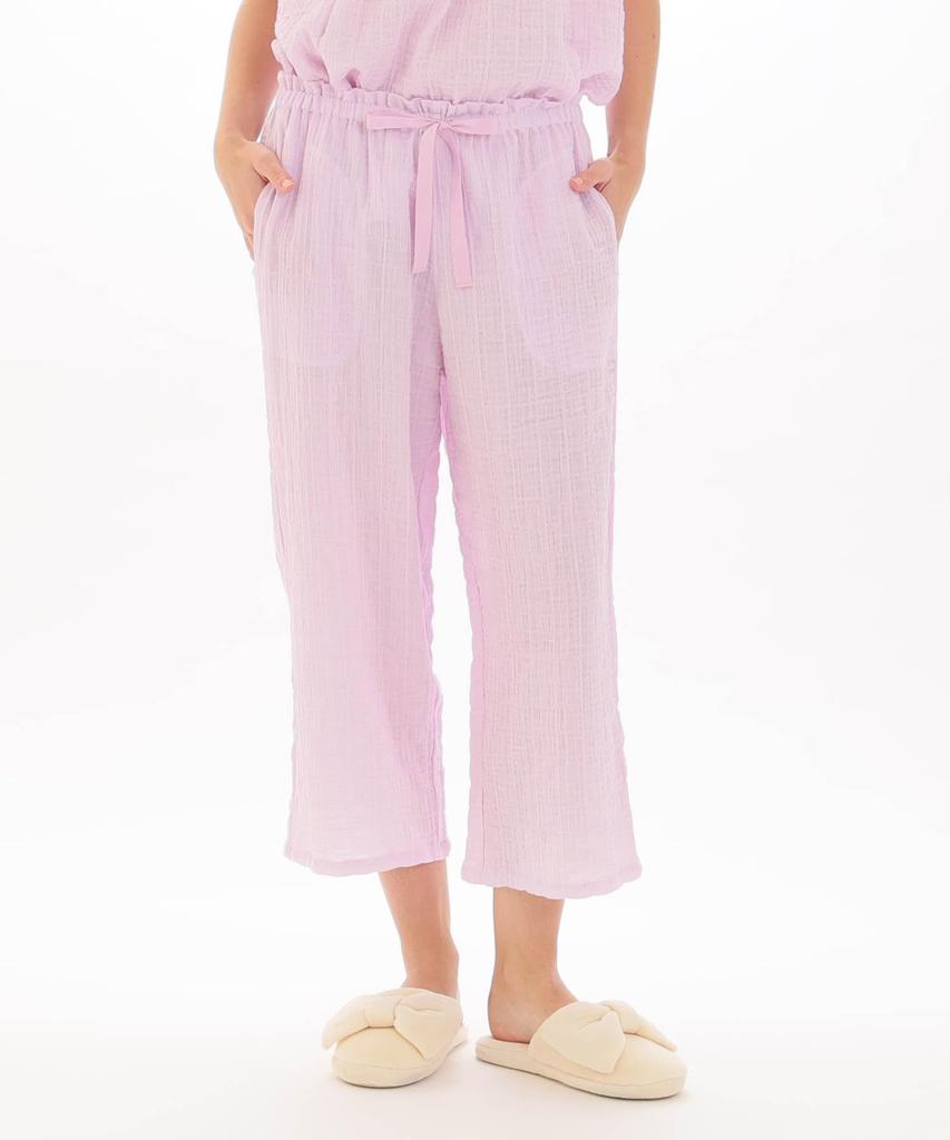 Narue Shirring Double Gauze Jacquard Sorbet Frill Pajamas 24-31420-PU-M-L