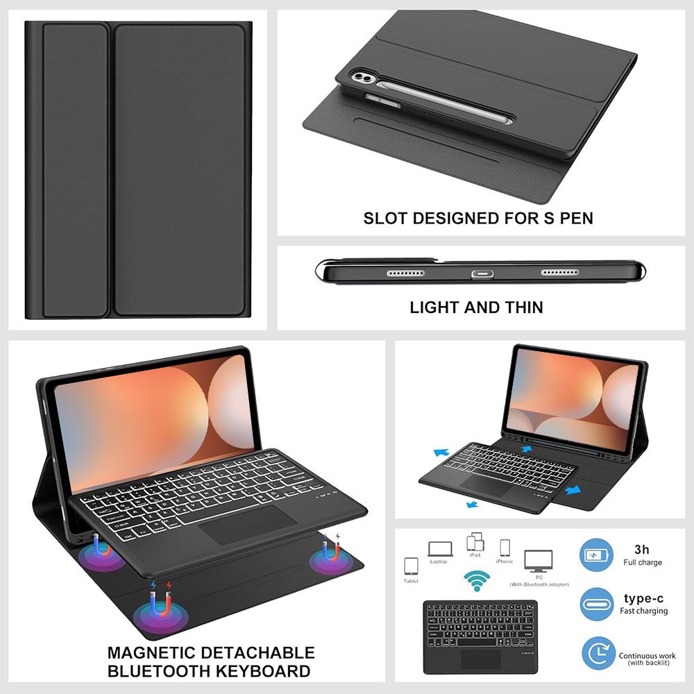Tablet Case For Samsung Galaxy Tab S10+ Plus / S9 FE+ Plus / S9+ Plus / S8+ Plus / S7 FE / S7+ Plus 12.4-inch Keyboard Cover