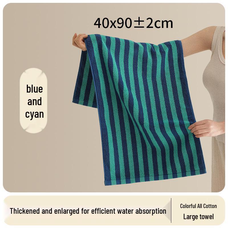 Soft Quick-Dry Oversized Striped Combed Cotton Bath Towel