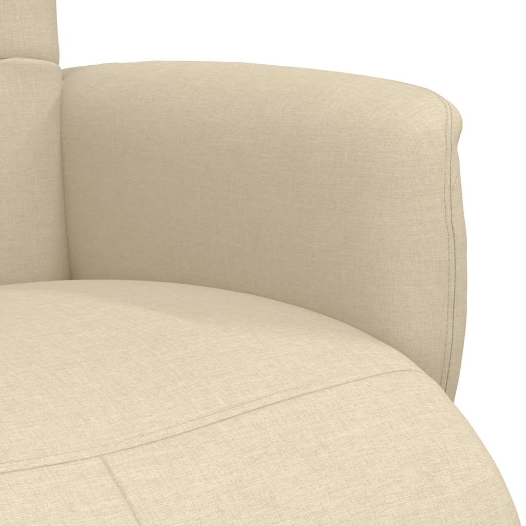 Recliner with Footstool Cream Fabric