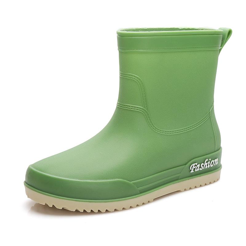 

резиновые сапоги женские резиновые туфли женские для взрослых модные кухонные нескользящие бархатные дождевые туфли новые водонепроницаемые туфли мягкая подошва 40 зелёный