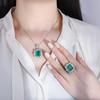 European and American retro simulation emerald pendant ring hand-set diamond women's main stone 12 * 14