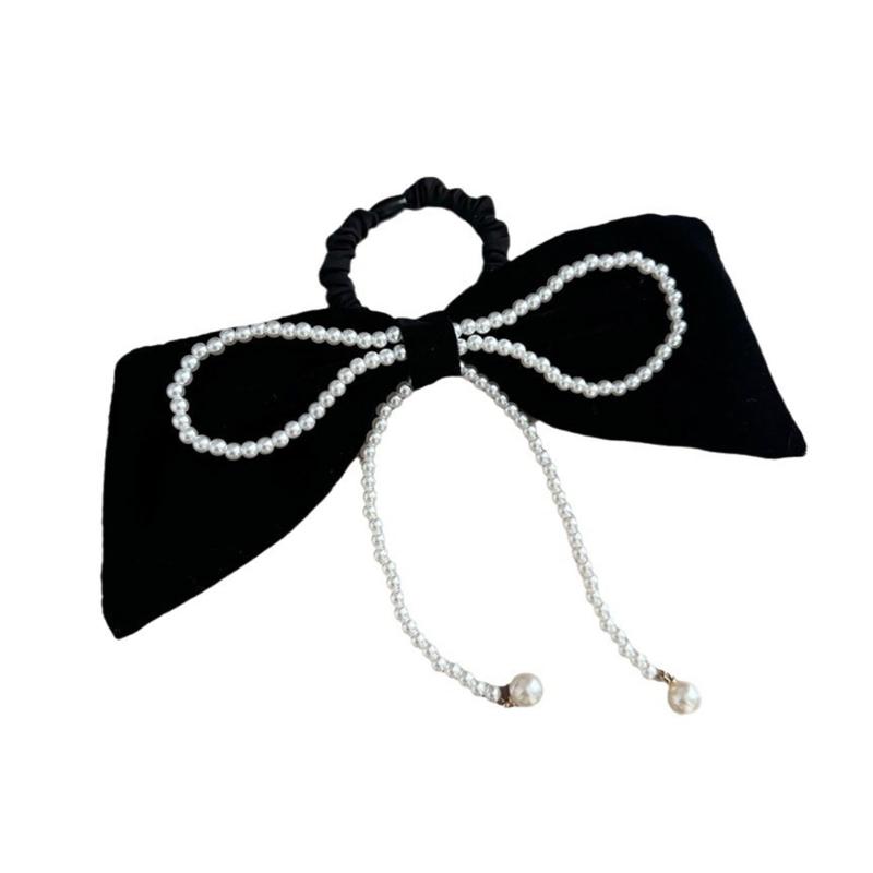 

Sweet Ribbon Bowknot Hair Clip for Women Girls Handmade Pearls Bows Hairpin Barrettes Hair Rope Headwear Hair Accessory 1