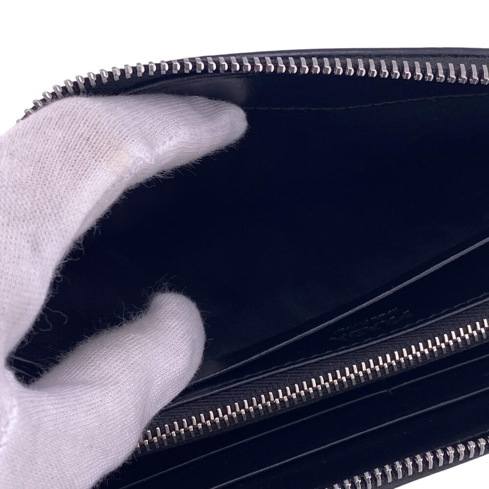 PRADA 1ML506-2BBE Zip Around lettering logo leather Purse black leather unisex Used