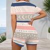 Women Plus Size V Neck Short Sleeve Button Front Printed Romper
