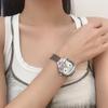 Sweet Kitty Cat with Diamond Bow Watch Men and Women Cute Cartoon Adjustment with Pointer Watch Versatile Jewelry