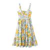 TAOP&ZA Summer Women's Linen Print Slim Midi Slip Dress