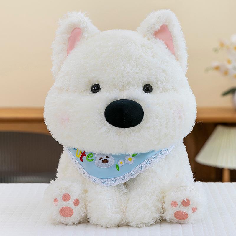 

Sitting Highland Dog Plush Puppy Doll Cute Soft Pink Blue Dog Doll Curly Hair Surround Birthday Gift 45cm 0.55kg синий
