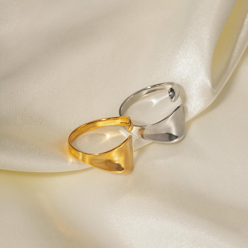 Yori Stainless Steel Geometric Unusual Opening Ring Waterproof Rust Proof High Quality Gold Plated Women Jewelry Gift New