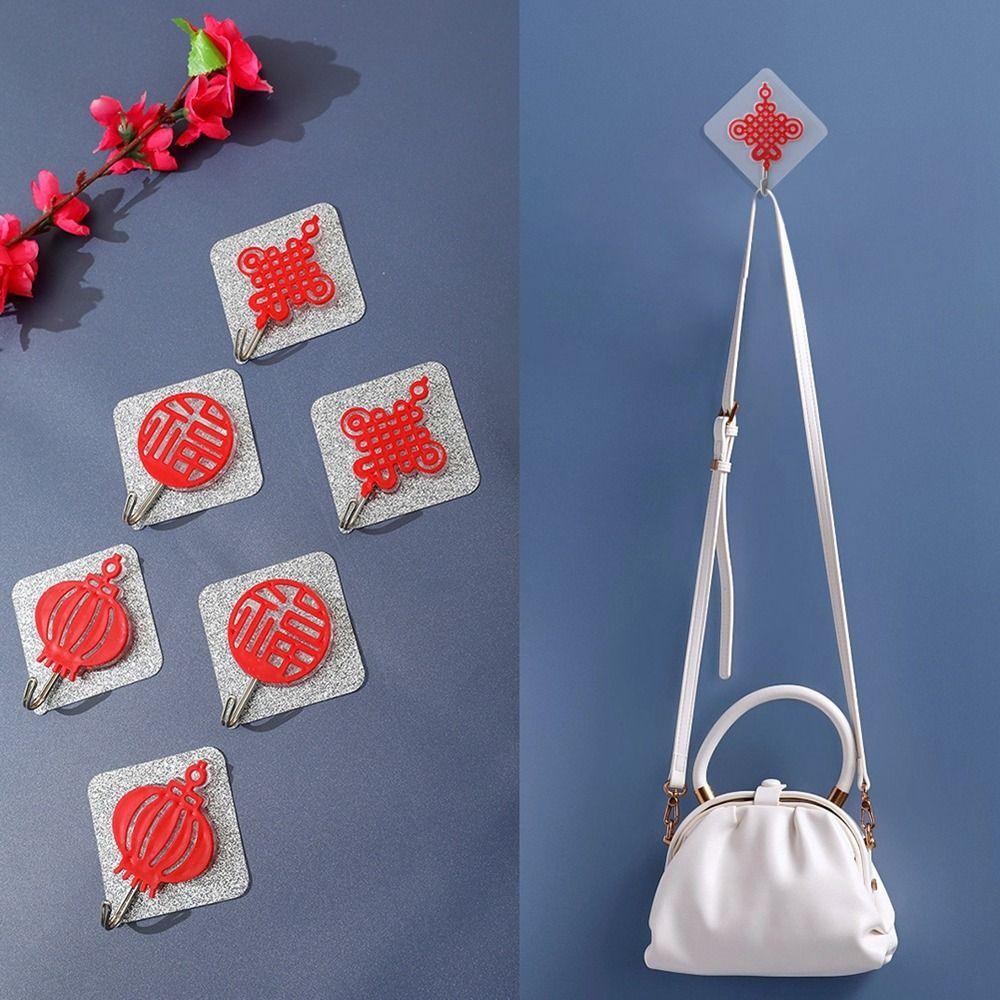 Wall Door Window Fu Word Traceless Sticky Towel Hanger Home Storage Accessories Storage Hooks Hook