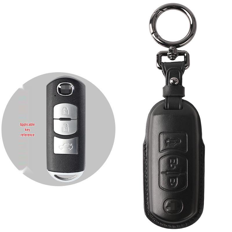 Genuine Leather Key Case for 2022 Mazda Axela/CX5/CX4 - Handmade Protective Cover