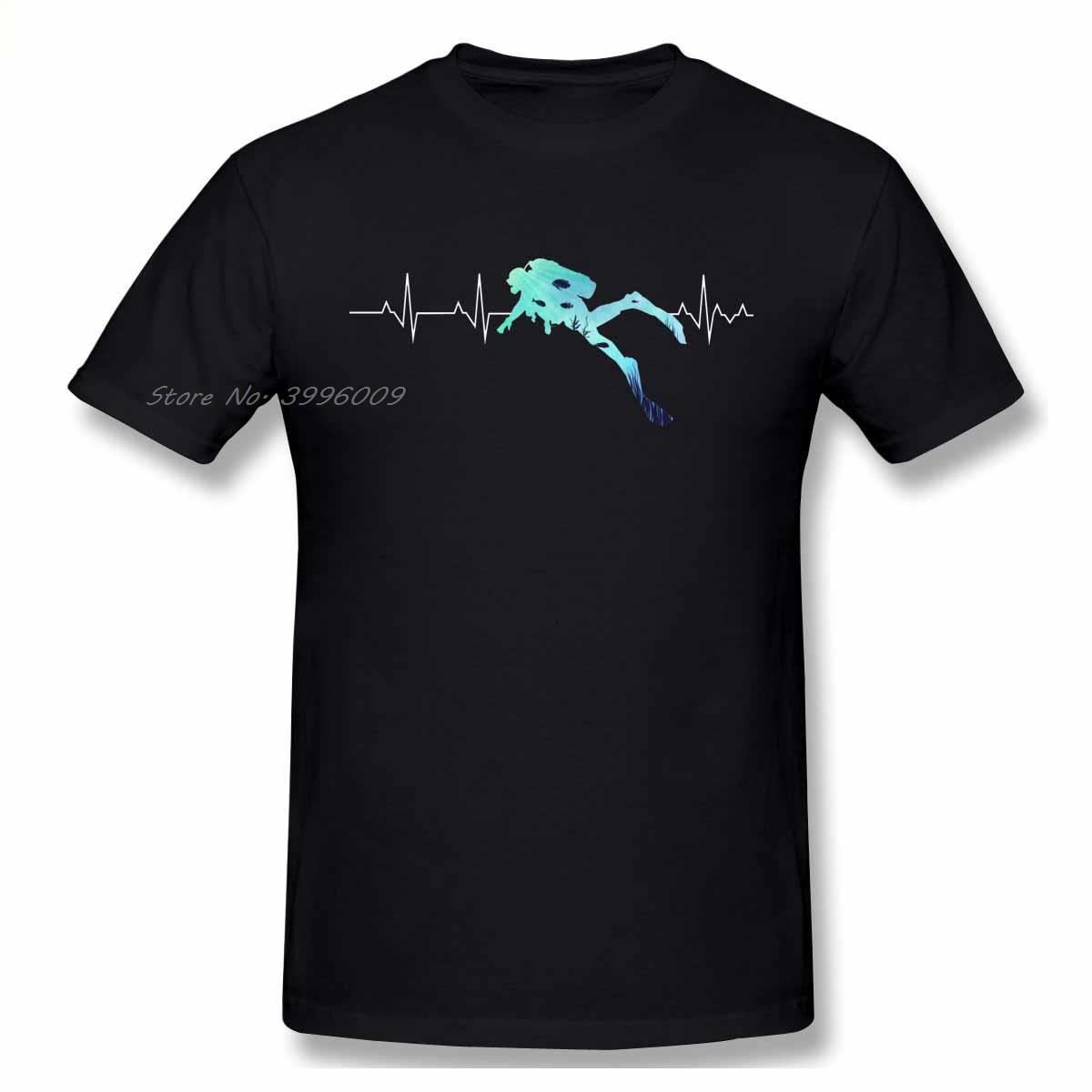 

Scuba Diving Heart Beat T Shirt Oversized Cotton Crewneck Short Sleeve Men Dive Tshirt 4XL