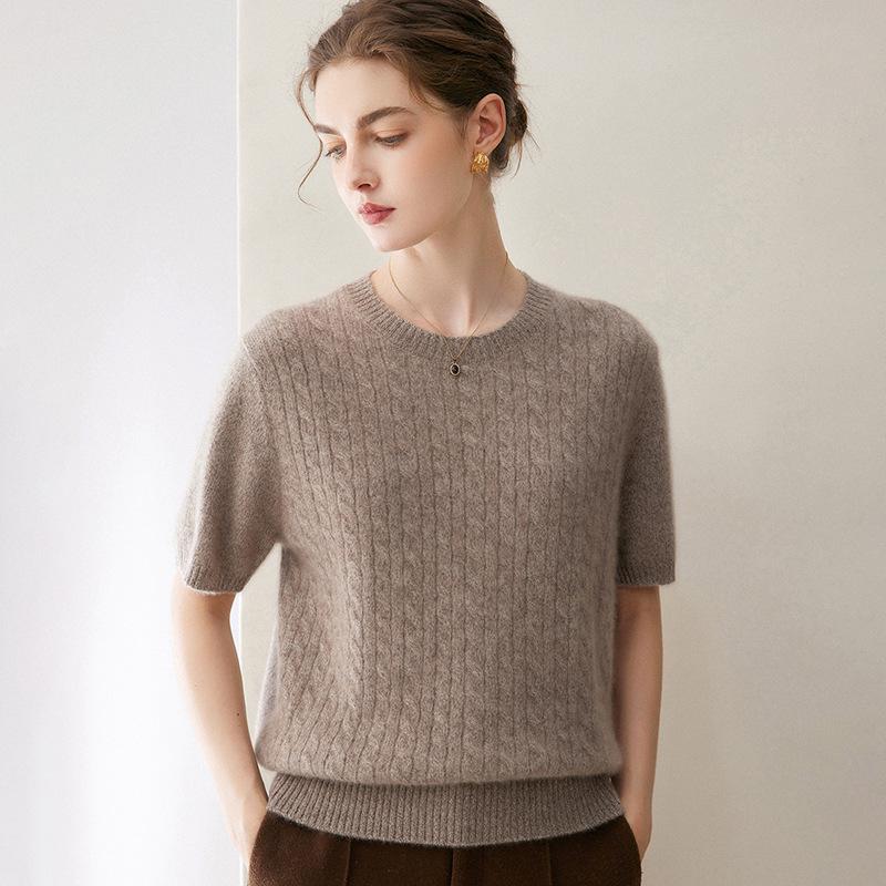 Kang Sai Ni Women's 100% Cashmere Cable Knit Retro Sweater