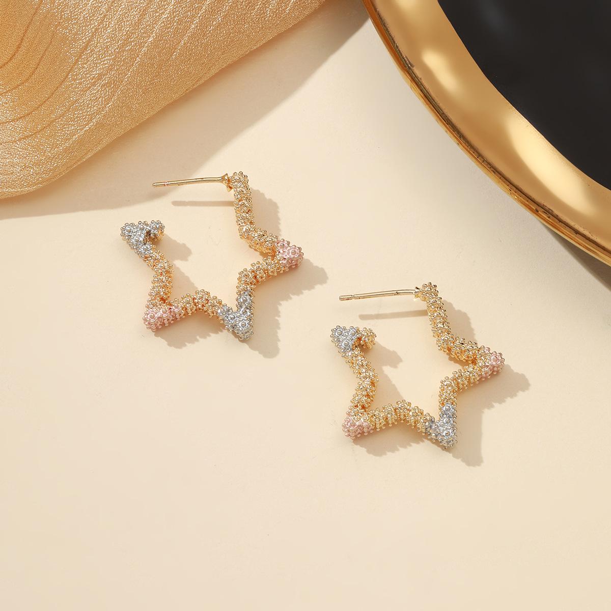 European & American Fashion Five-Pointed Star Stud Earrings: Women s Simple Painted Style Jewelry