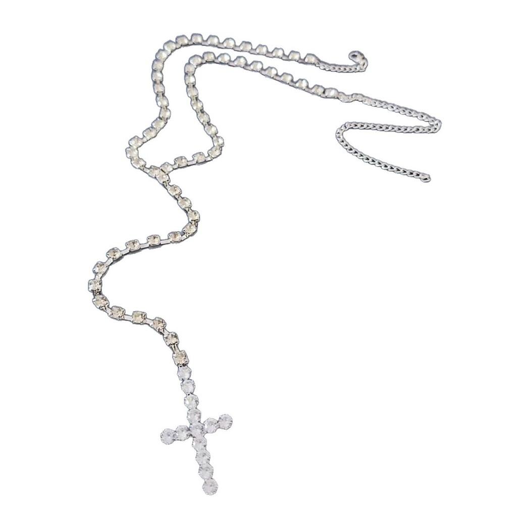 Water Diamond Cross Pendant Necklace For Trendy Summer Wear