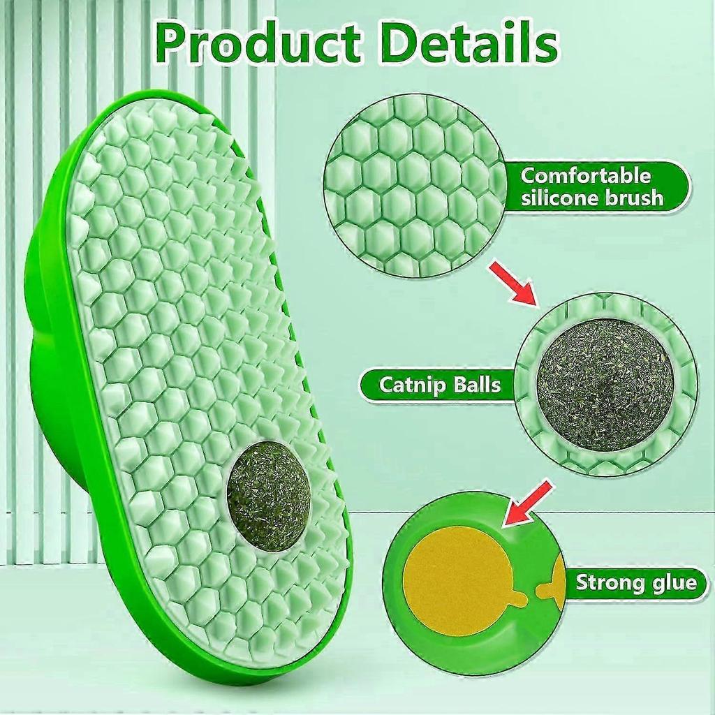 Catnip Comb, Self-Massaging Cat Brush with Catnip Ball, Wall-Mounted Corner Cat Scratching Comb, Self-Massaging Brush for Indoor Cats