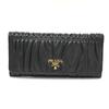 1M1132 Logo Gather Two Fold Long Wallet Leather Black