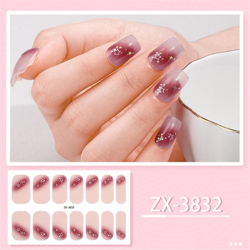 Nail Polish Stickers Self-Adhesive Nail Sticker Manicure Sticker Waterproof Full Wrap Nail Strips with Nail File