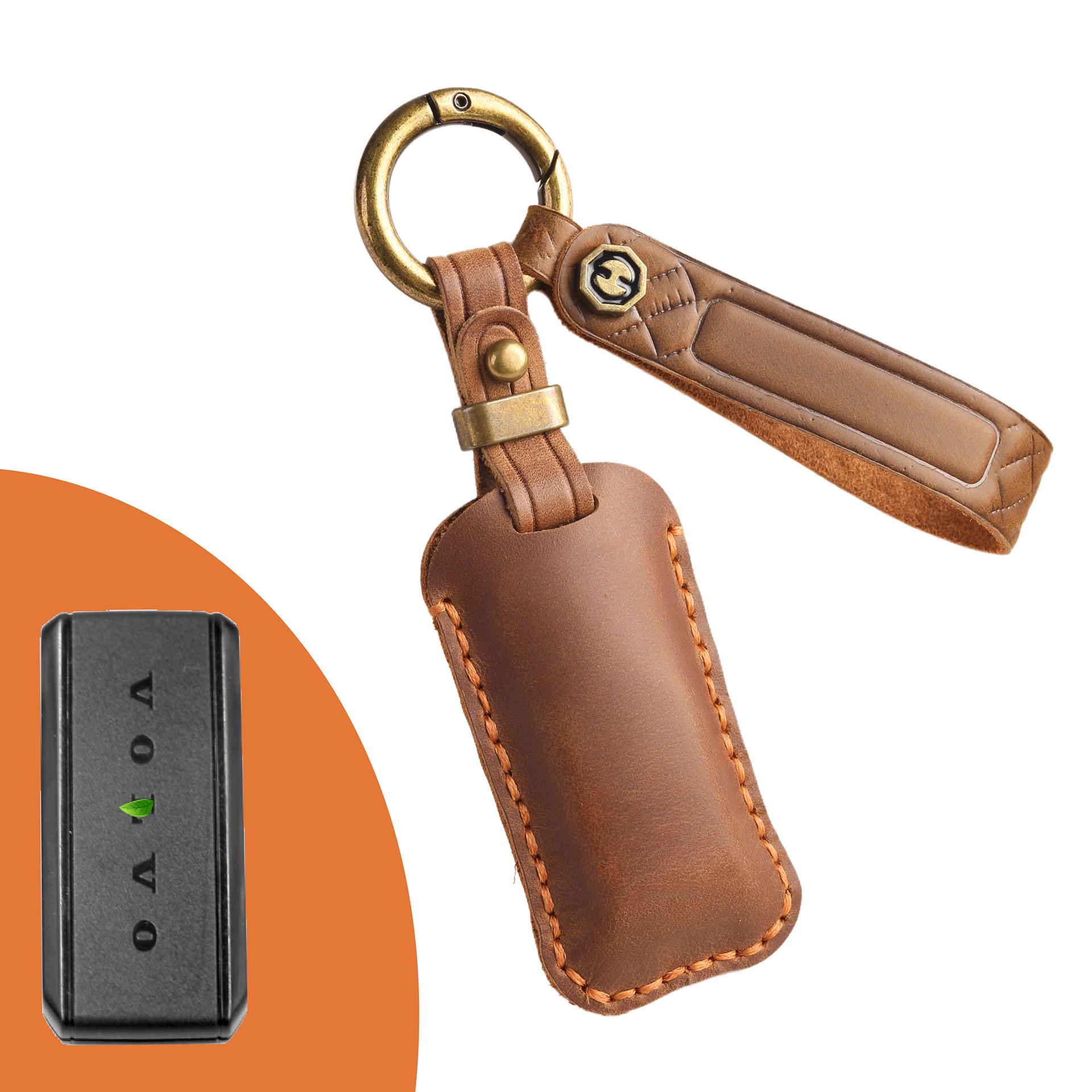 

Кожаный чехол для ключа в стиле ретро ручной работы для Volvo XC60, S90, XC90, V90, V60, XC40 коричневый