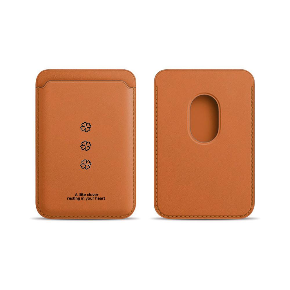 

Lucky Clover Minimalist Phone Card Bag Holder For Magsafe Magnetic Slim Wallet Back Pocket For iPhone 17 16 Pro For Samsung Case