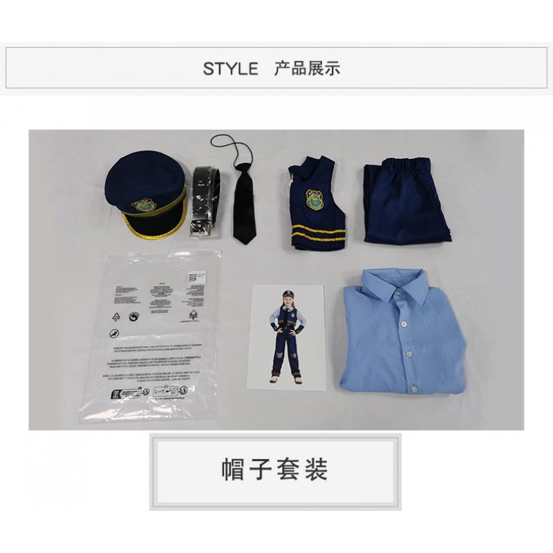 Kids Costume Stage Performance Rabbit Police Officer Outfit Long Sleeve Dance Children 3-8 Years