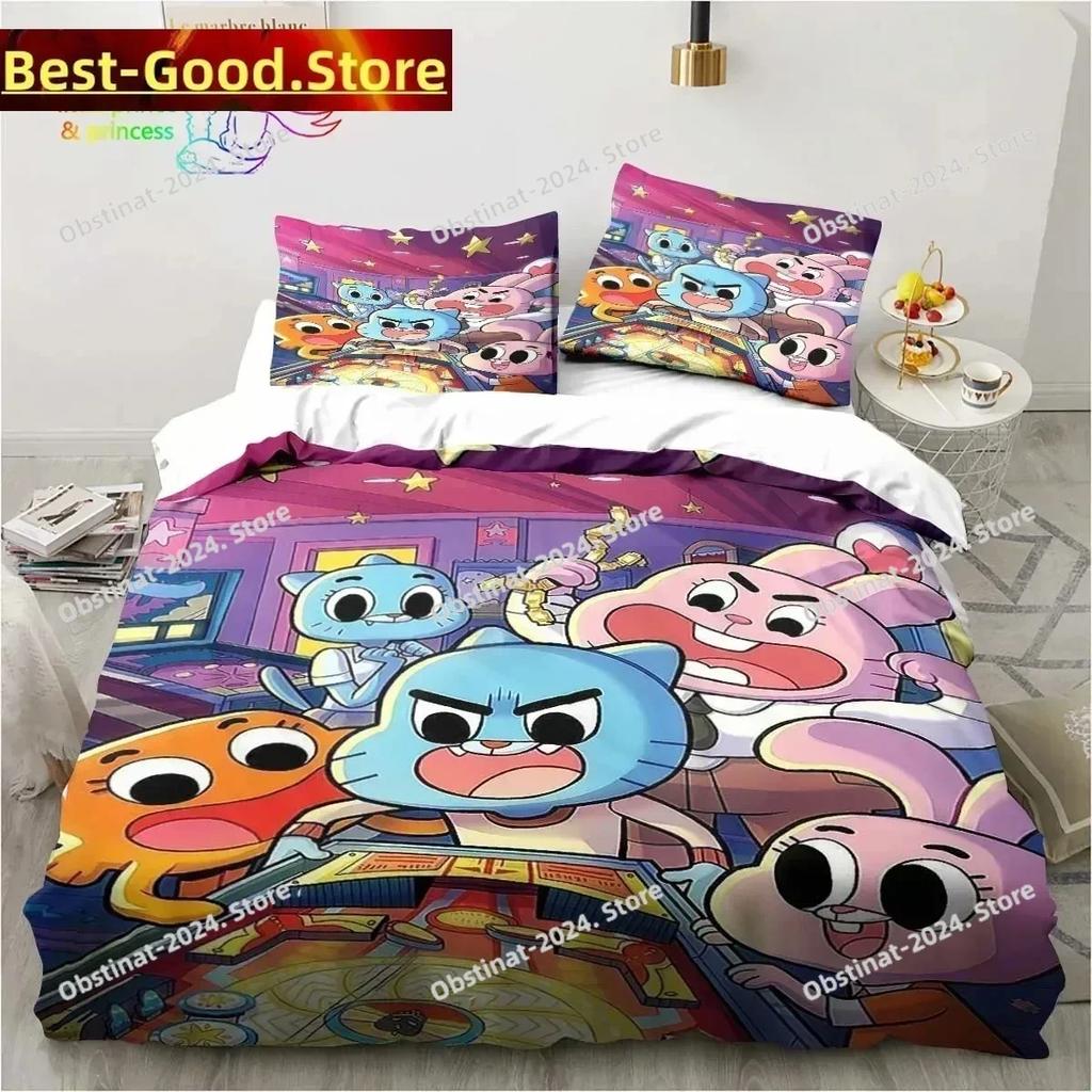 Amazing World Gumball 3D Printed Bedding Set Single Twin Full Queen King Size Bed Set Adult Kid Bedroom Bedding Gift