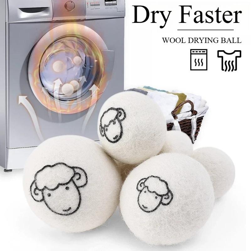 5Pcs Reusable Wool Dryer Balls Clothes Softener Laundry Fleece Dryer Ball Kit Home Clothes Dryer Washing Machine