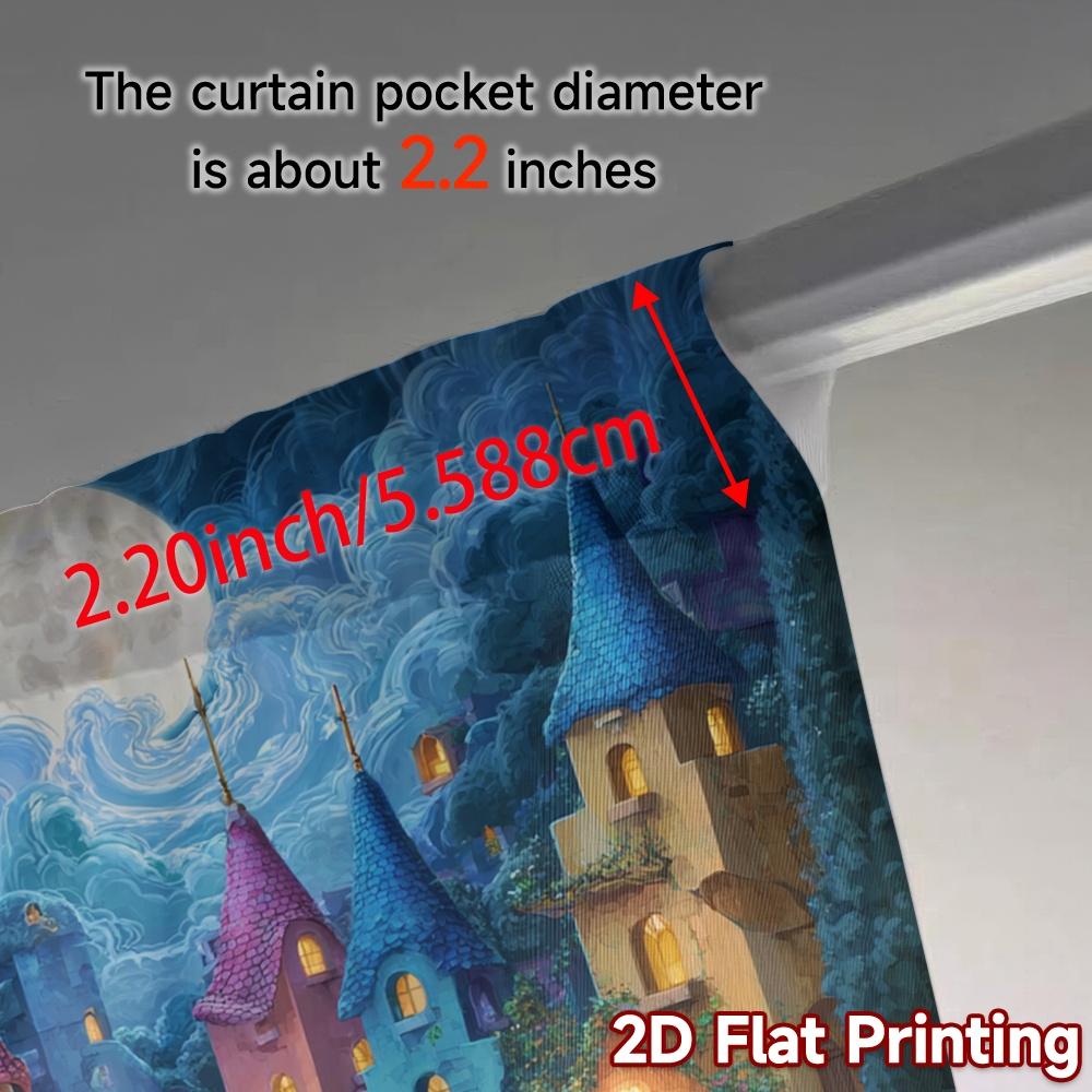 Flat Printing Curtains Without Rod Moonlit Village Fashionable Popular Polyester Decorations Curtain Set Of 2 Made Washable