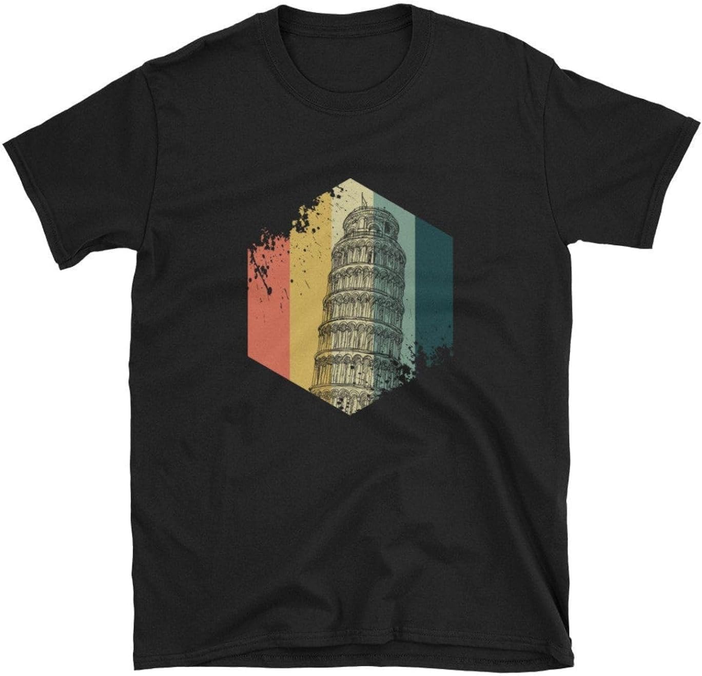 Tee Leaning Tower Italian Architecture Italy Artistic Creative Vintage Tower of Pisa Tee XS чёрный