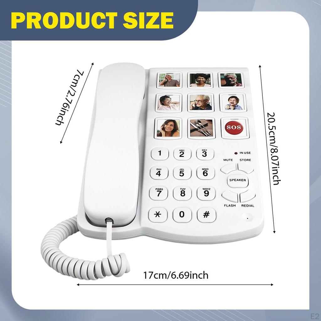 Festnetztelefon mit Schnur, einstellbarer Lautstärke, Notruffunktion und großen Tasten für Senioren im Pflegeheim