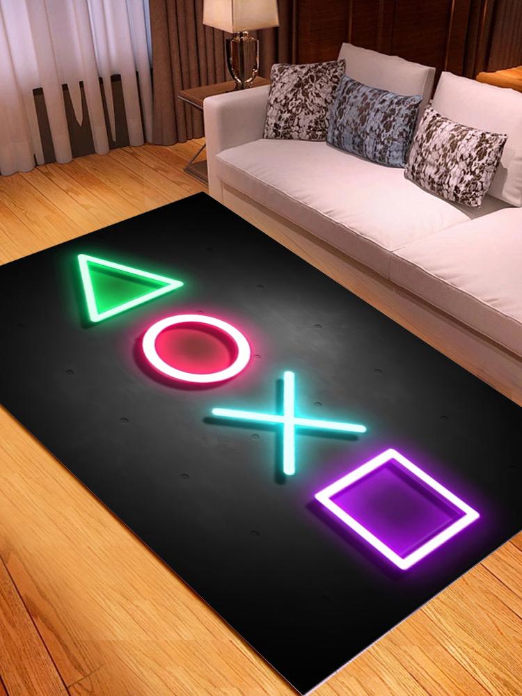 Gamepad Symbol Carpet for Gaming Rooms Bedroom Living Room Decor Non-slip Carpets Machine Washable Floor Mats Area Rugs