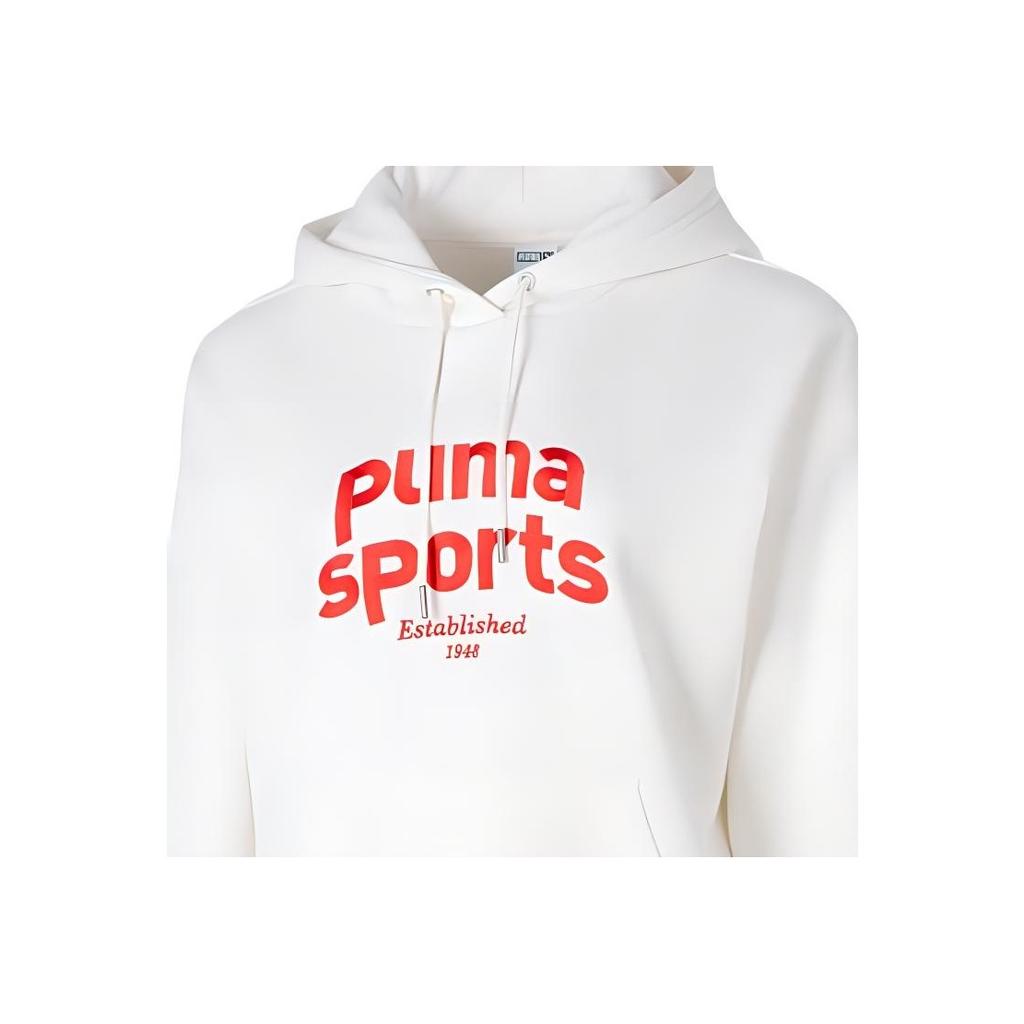 Puma Sports Lifestyle Series Letter Print Hooded Long Sleeve Sweatshirt Women sweatshirt White 625306-65