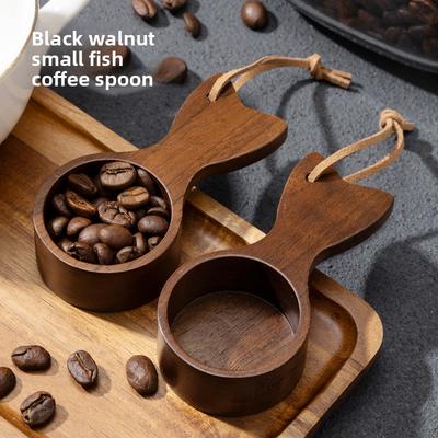Coffee Beans Solid Wood Measuring Spoon Walnut Weighing Spoon Coffee Powder Weighing Wooden Spoon Black Walnut Short Handle Coffee Spoon