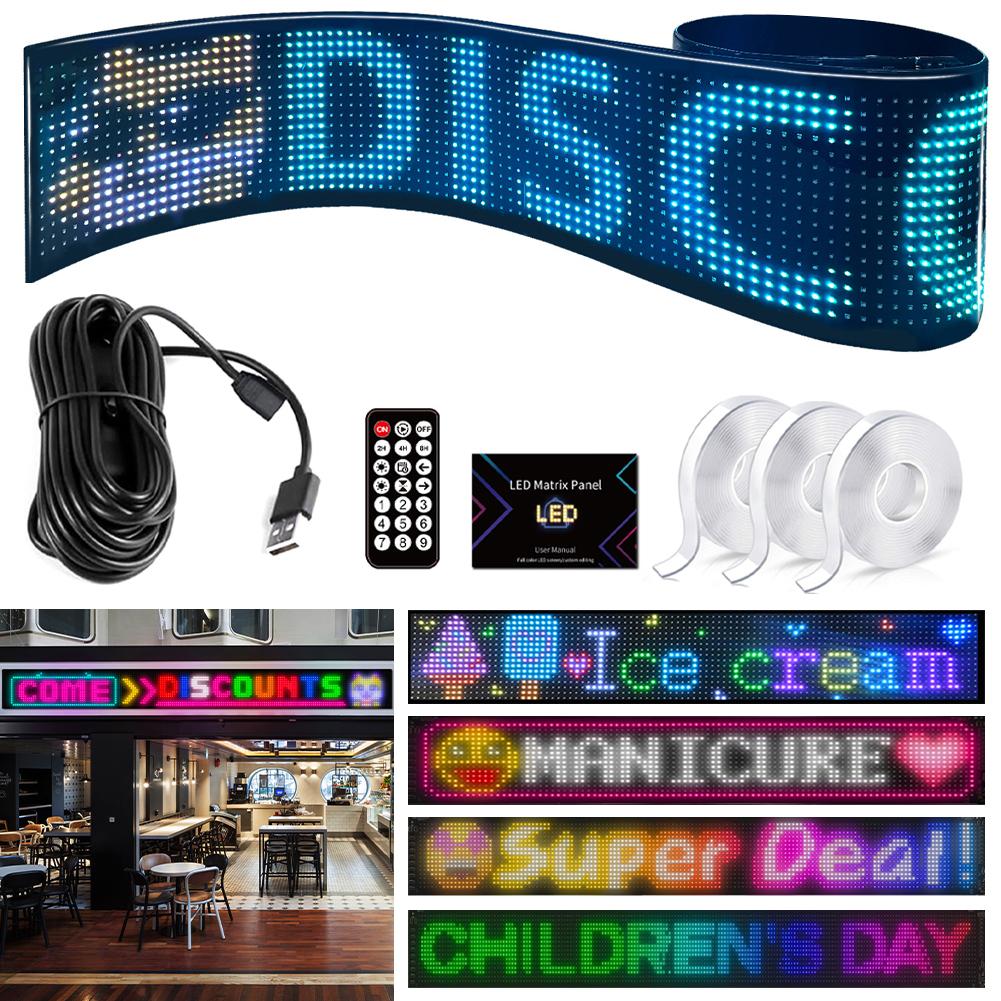 Business Advertising LED Matrix Pixel Panel RGB Pattern Car Graffiti Scrolling Text Animation Shop Reminder Light Bluetooth Lamp