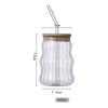 Glass Jar Large Capacity with Straws Durable Clear Gift Tea Cup Water Bottle Coffee Cup for Home Breakfast Hiking Juicing Beer