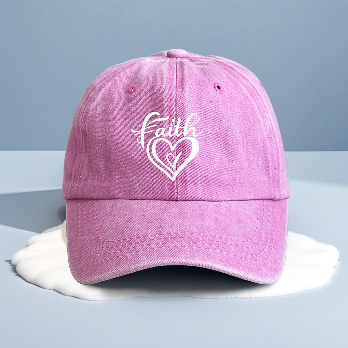 

Washed cotton letter love hot stamping soft top baseball cap men s and women s casual cap Adjustable рожевий