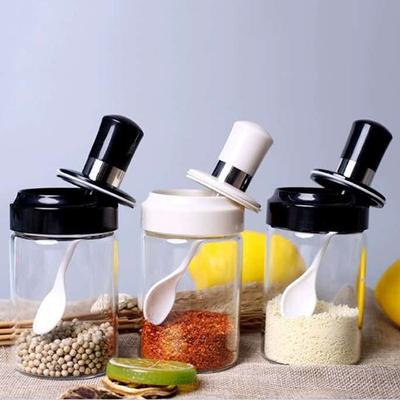 1 Pcs Spice Jar with Spoon Salt Pepper Jar Seasoning Bottle Jar Moisture-proof Lid Spoon Kitchen Tools