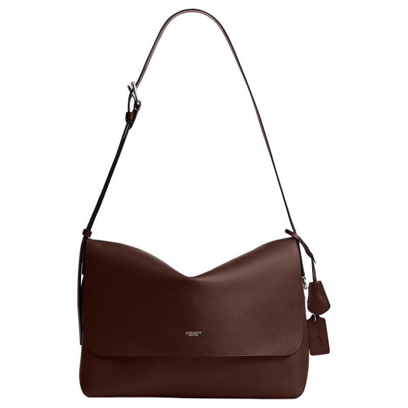 

COACH LUDLOW 33 adjustable shoulder strap cowhide messenger bag shoulder bag large size unisex couple model maple brown коричневий