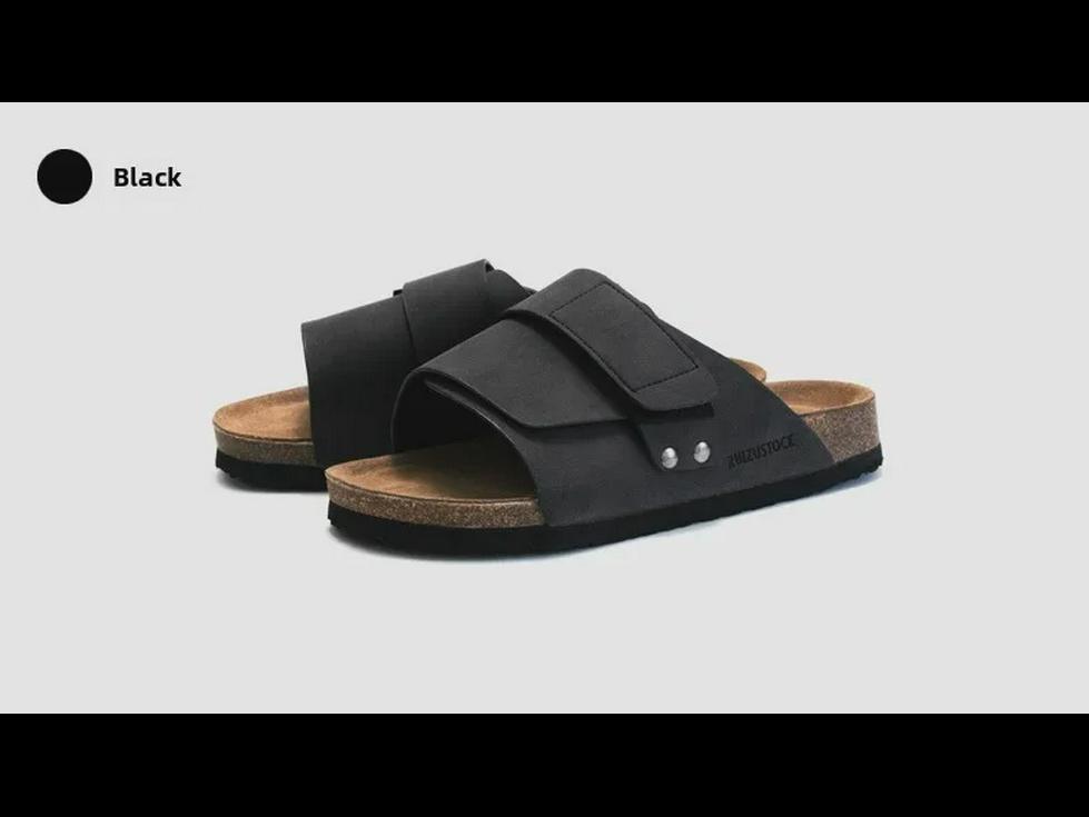 RUIZUSTOCK Pánské korkové pantofle: Podzimní a letní plážové sandály, voděodolný nubuk