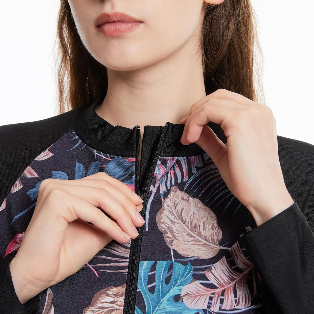 Women Printing Swimwear Muslim Bathing Suit with Cap Long Sleeve Swimsuit Full Coverage Swimming Suit 3 Pieces Sun Protection