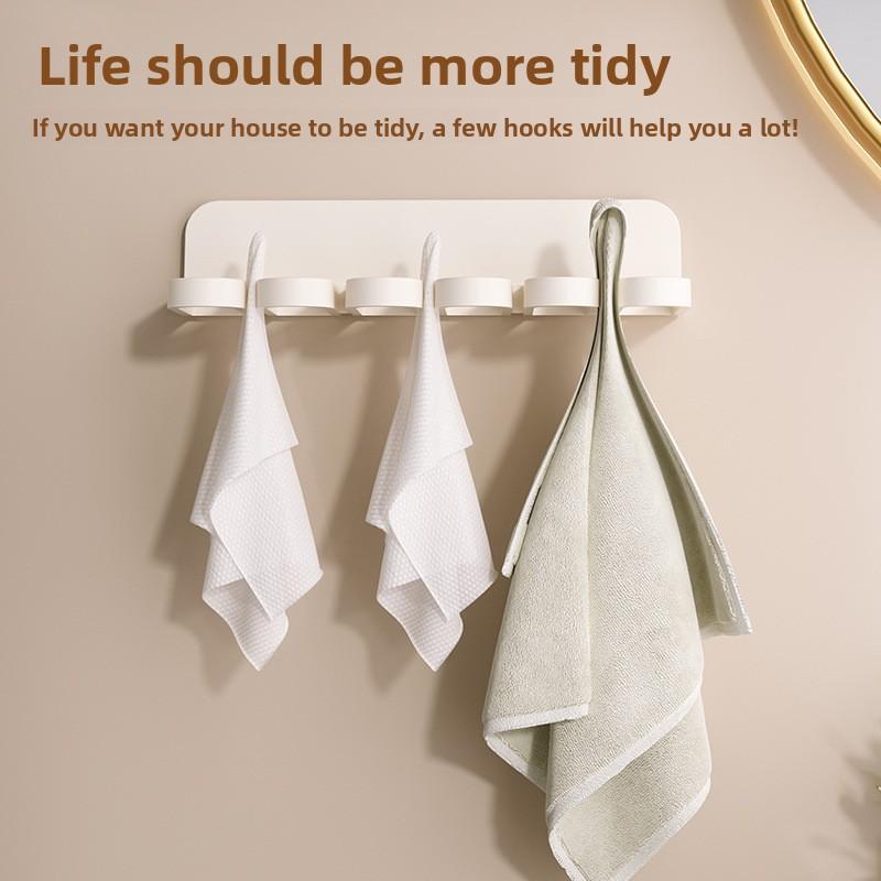 Multifunctional Toilet Bathroom Non-perforated Six holes Hook for Storage