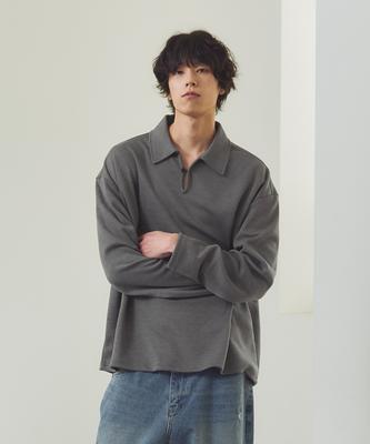 Nyuobeu Button Tab Polo Shirt Charcoal