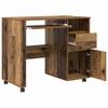 Rolling Table with Wheels Reclaimed Wood Look 91 X 50 X 77 Cm Engineered Wood