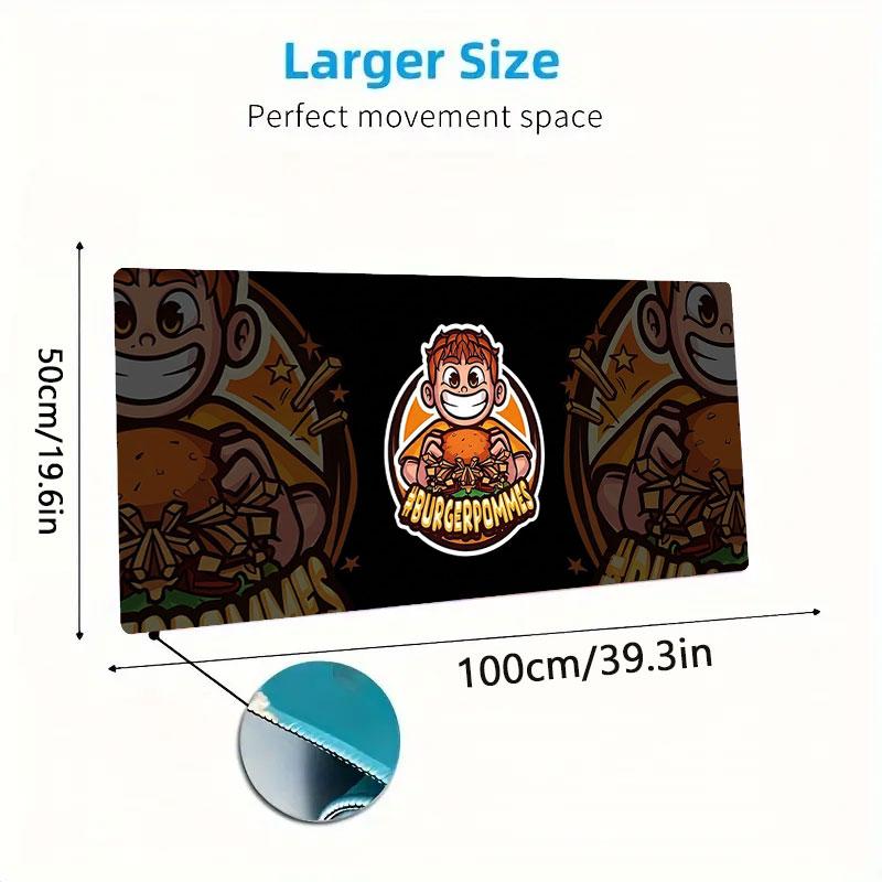 Burger Fries Fun Large Size Mouse Pad Large Gaming Table Cushion Nonslip Laptop Tablet Big Mousepad Xxl Mat Mini Pc Playmat With Lock Edge