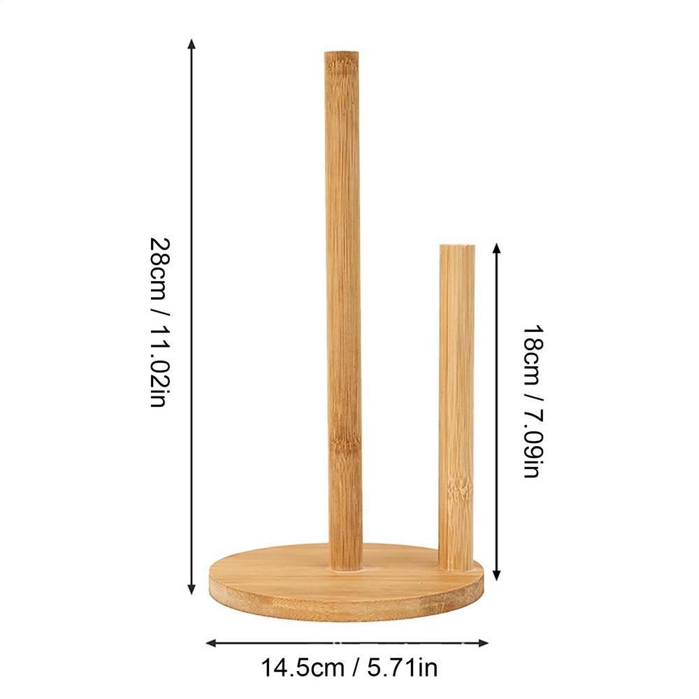 Wooden Standing Paper Towel Holder Kitchen Wooden Roll Bathroom Tissue Vertical Stand Kitchen Toilet Towel Storage Rack
