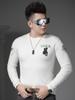 European Station 2025 New Trendy Bear Print Round Neck Sweater Men's Autumn and Winter Pullover Long Sleeve Knitted Sweater for Men