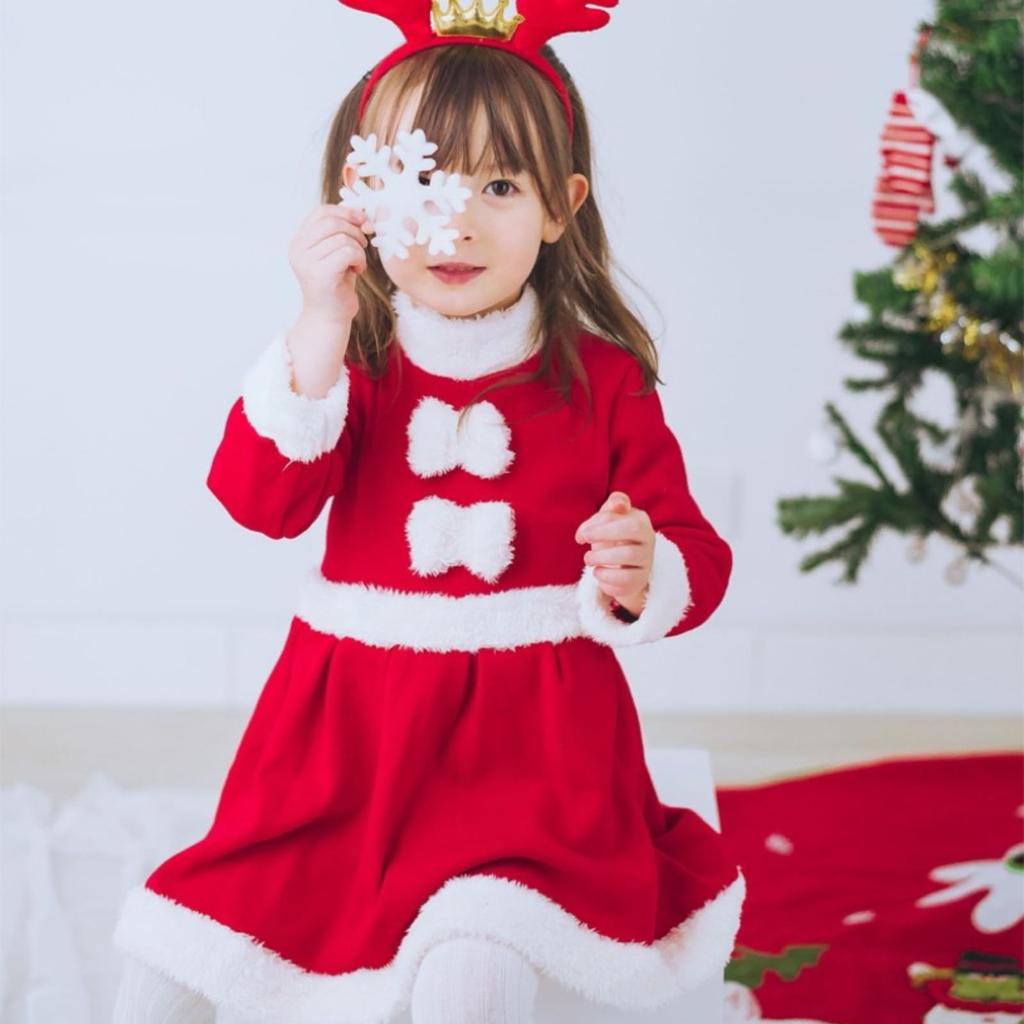 Santa Cosplay Kids Christmas Costume Kids Costume Santa Claus Girl Costume Cute Warm Santa Clothes Headband Hat Included Fluffy Christmas Kids Santa