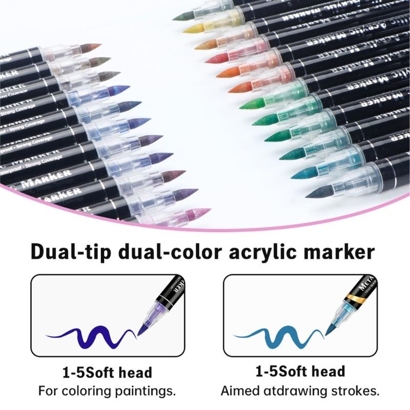 Double Sided Art Pens With Soft Brush Tips Watercolor Markers Pens For Creative Coloring Projects And Handmade Crafts