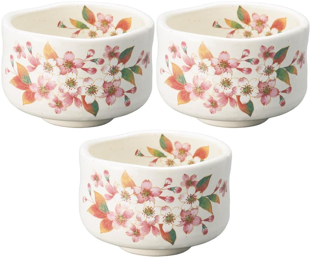 Setomonohonpo (Setomonohonpo) Set of 3 Kohiki Sakuranoten Matcha Bowls [9.3 x 6.5cm] [Matcha Bowls]